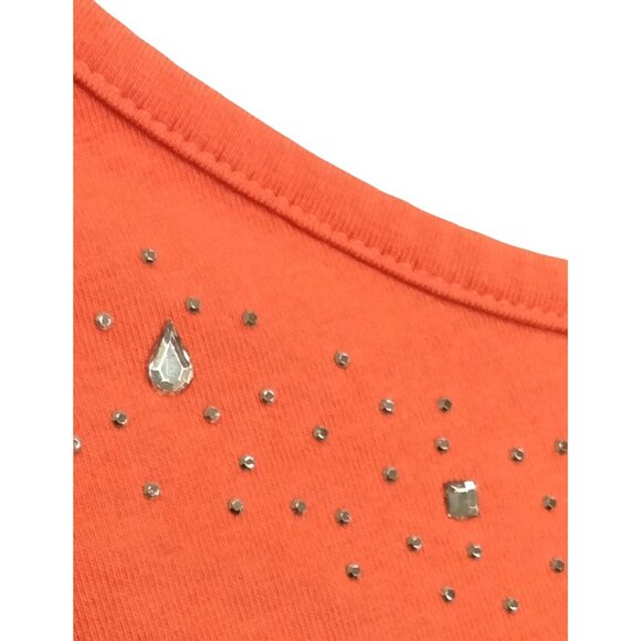 Lane Bryant Size 18/20W Top Coral 3/4 Sleeve Rhinestone Embellishment Modern Fit - Picture 5 of 11